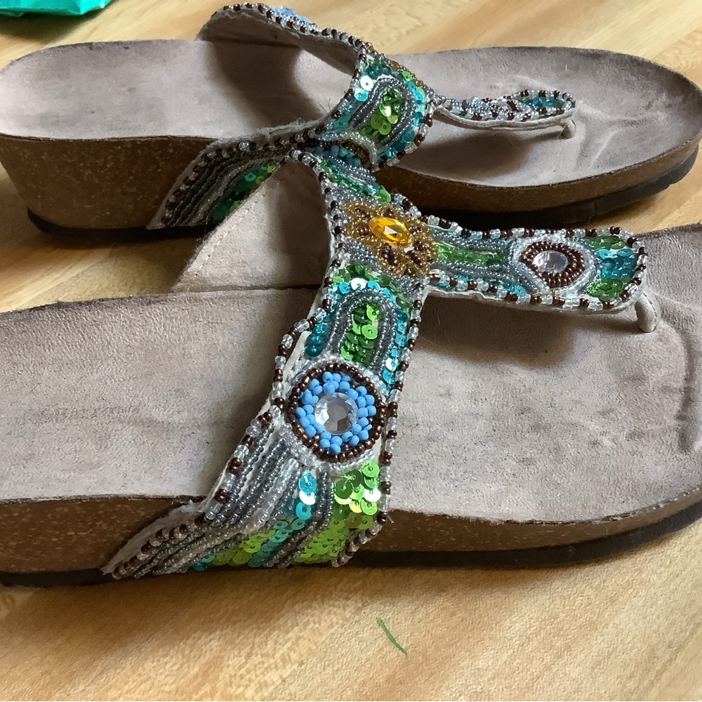 Kohl’s brand sandals size 8 1/2 medium upper leather lining textile